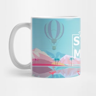 Hello Summer Flamingo Tropical Sea Beach and Rocky Mountains Mug